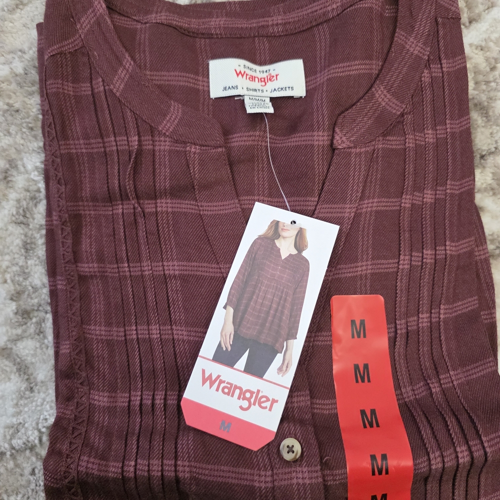 Wrangler Burgundy Plaid Shirt